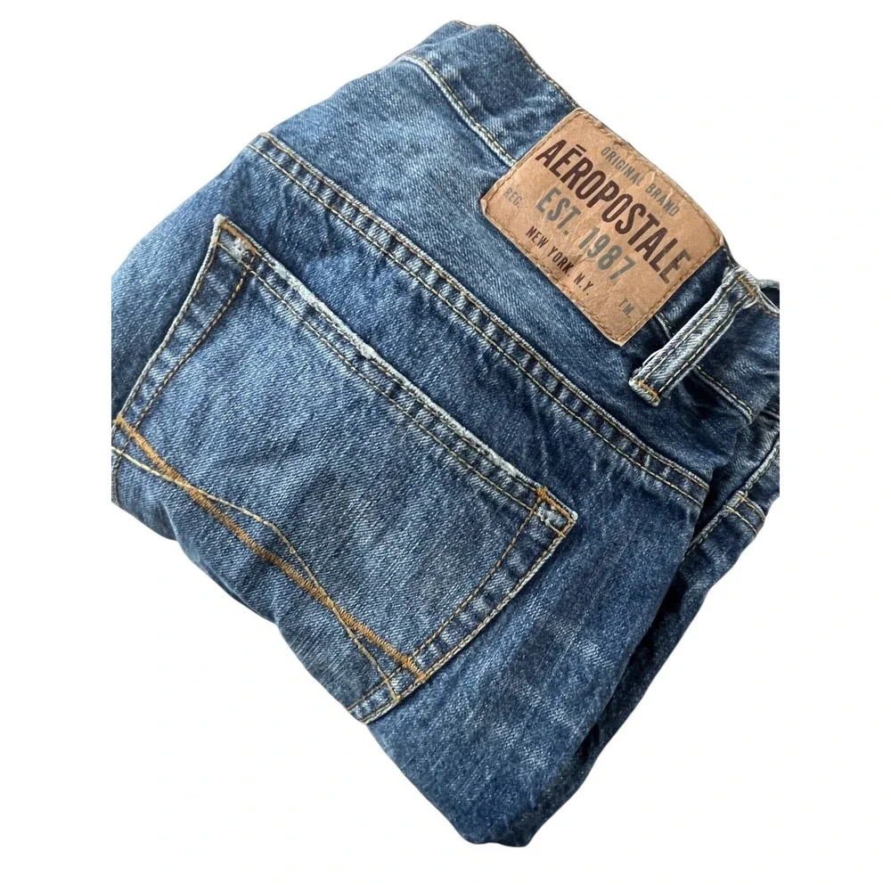 AEROPOSTALE Bowery Slim Straight‎ Denim Jeans Mens Size 36x30 Distressed